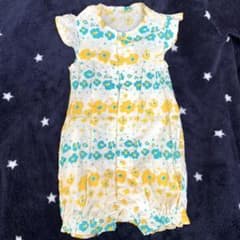 未使用♡イエローブルー花柄ロンパース♡80のサムネイル