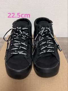 【美品・中古】adidas/ハイカットインヒールスニーカー/22.5cm/黒 白のサムネイル