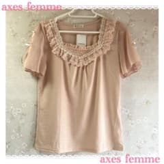 axes femme アクシーズ　半袖 リボンブラウス　トップスピンク Mのサムネイル