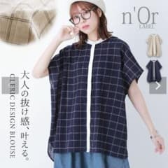 オシャレウォーカー　n'OrLABELチェック柄クレリックブラウスのサムネイル