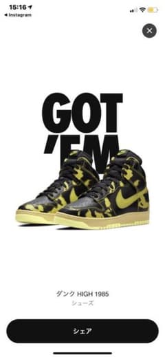 28cm 国内正規新品 NIKE DUNK HIGHナイキ ダンク ハイ 黒黄のサムネイル