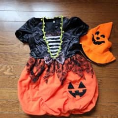ハロウィーン☆ワンピース&帽子140のサムネイル