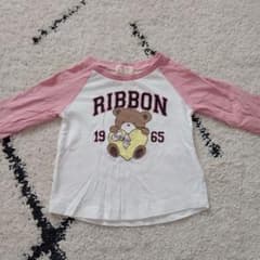 ベビー キッズ 長袖 Tシャツ くま柄 ピンク 80のサムネイル