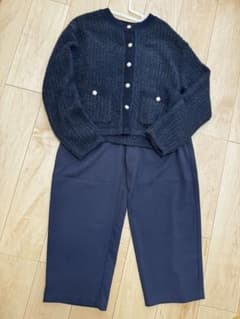 GU ネイビー カーディガン パンツセット