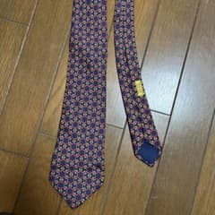 HERMES ネクタイ チェーン柄 ネイビー レッドのサムネイル