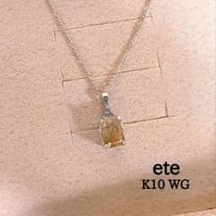 ete K10 WG ルチルクォーツ ブルートパーズ セミロング ネックレス 