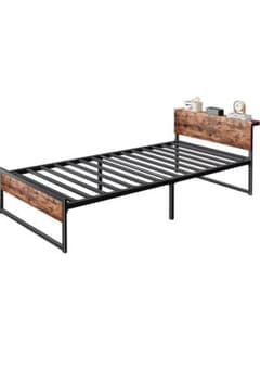 新品】シングルベッドフレーム 300kg耐荷重 木製ヘッドボード 組み立て