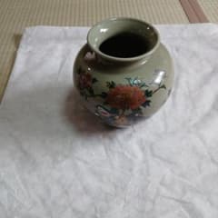 九谷焼 花瓶 牡丹 鴛鴦 色絵 陶器のサムネイル