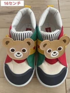 Mikihouse Baby Shoes, 16cm, Bear Sneakers