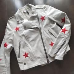 希少美品 IMPERIAL イタリア製 レザー ダブルライダース 星スター刺繍