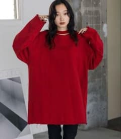 JEANASIS ループウラケ2WAYダメージチュニック 大きいサイズ可 レッドのサムネイル