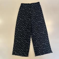 キッズ ドット柄 プリーツロングパンツ ブラック　120のサムネイル