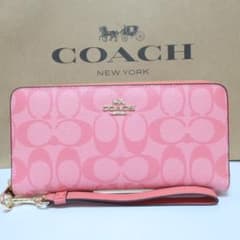 COACH コーチ長財布 シグネチャー ロング ジップ C4452 ピンク - メルカリ