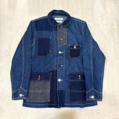 期間限定値下げ5月25日までデニム パッチワーク カバーオール 未使用級 FDMTL カバーオール パッチワーク インディゴ デニム 刺子 XL