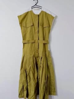 TELA テラ ギャザー フレア ノースリーブ ロング シャツ ワンピース 
