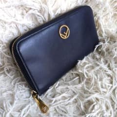 【極上美品/ネイビー】FENDI エフイズ 長財布 ラウンドファスナー 紺 金 極上美品/ネイビー】FENDI エフイズ 長財布 ラウンドファスナー 紺 金