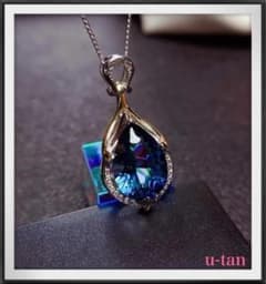 新品 ネックレス ダークサファイア 大粒 プレゼント クリスマス ダークブルー