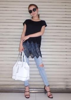 rienda♡切替レーストップス♡バック 編み上げTシャツ♡のサムネイル