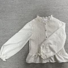 ZARA フリル付き長袖シャツ ホワイトのサムネイル
