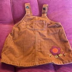オレンジ コーデュロイ ワンピース 花刺繍のサムネイル