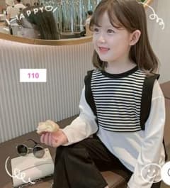 ボーダーベスト　ロングTシャツ　105-115のサムネイル
