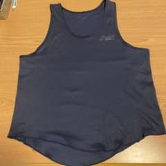 asics アシックス タンクトップ ノースリーブ (紺色＆白)レディースSのサムネイル