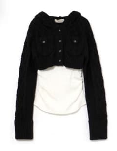トップス ANDMARY Mary logo cable knit set black andmary Mary logo cable knit set black - メルカリ