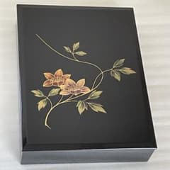 会津漆器 木製 文庫 板蓋 黒塗り 鉄仙 10.0 文箱 書類箱のサムネイル