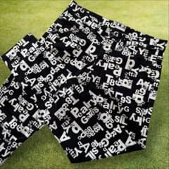 パーリーゲイツ パンツ 総柄 黒 白 L〜XL相当 コットン素材 ストレッチ