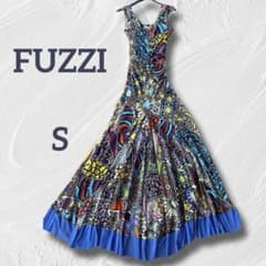 FUZZI フッツィ イタリア製 幾何学柄 マキシ丈ドレス マルチカラー S