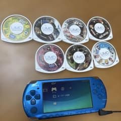 【ジャンク品】PSP 3000 本体 ブルー ソフト7本セットのサムネイル