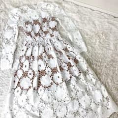 セルフポートレート レース ロングワンピース 花柄 ホワイト 白 S