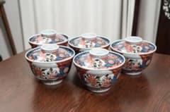 源右衛門　有田焼　古伊万里　蓋物　小丼 5客　骨董　牡丹　伊万里焼