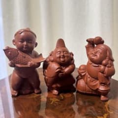 常滑焼　朱泥人形　鯛　打出の小槌　恵比寿様 縁起物 置物のサムネイル