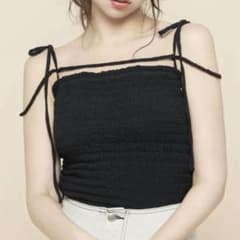 andmary Shirring ribbon camisole ブラック - メルカリ