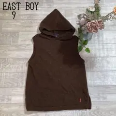 【イーストボーイEASTBOY】ウール　ニットベスト　フード付き　ブラウン9号