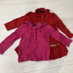 Ralph Lauren ピンクポロシャツ 赤ワンピース