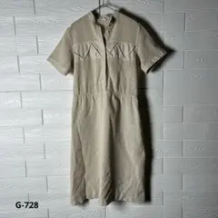 ロングワンピース★半袖★ベージュ★レディース★(11A3)★日本製★透け感