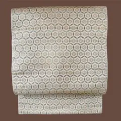 名古屋帯　イエロー　七宝　花　刺繍　アンティーク