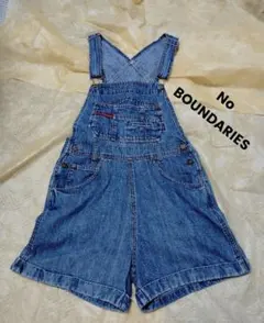 No BOUNDARIES デニムショートオーバーオール　サロペット M