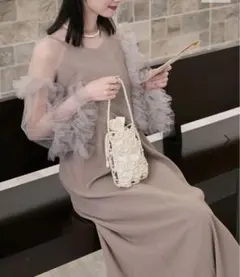 レインボー様専用forksy. チュールフリルロングスリーブ＆サテンキャミワンピ