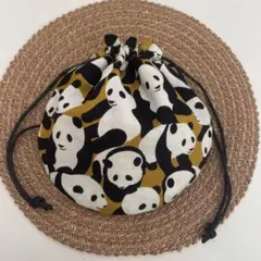まんまる巾着◉パンダ　イエロー