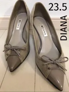 美品 ダイアナ パンプス スエード ベージュ リボン 23.5cm