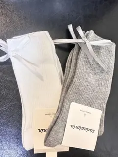 かかとに可愛いリボ付きデザインコットンソックス2足セットSALE