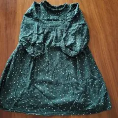 アプレレクール☆モスグリーン 小花柄ワンピース120