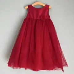 110 赤いフラワー装飾ドレス