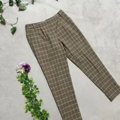 極美品【BORNY】カジュアルパンツ チェック柄 S ロールアップ オシャレ