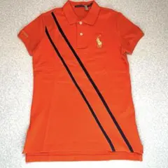 美品　ラルフローレンスポーツ　サッシュストライプポロシャツ　Mサイズ　オレンジのサムネイル