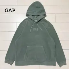 GAP フリースフーディ　パーカー　センターロゴ　刺繍　XL