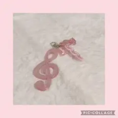 ピンク音符とクマさんのじゃらじゃらチャーム